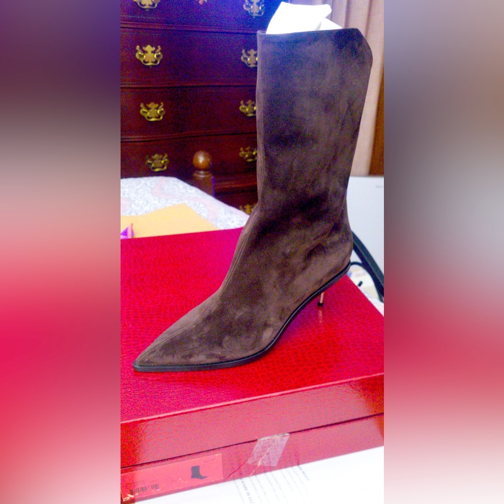 Tamara Mellon Spike Mocha Suede Boots!!